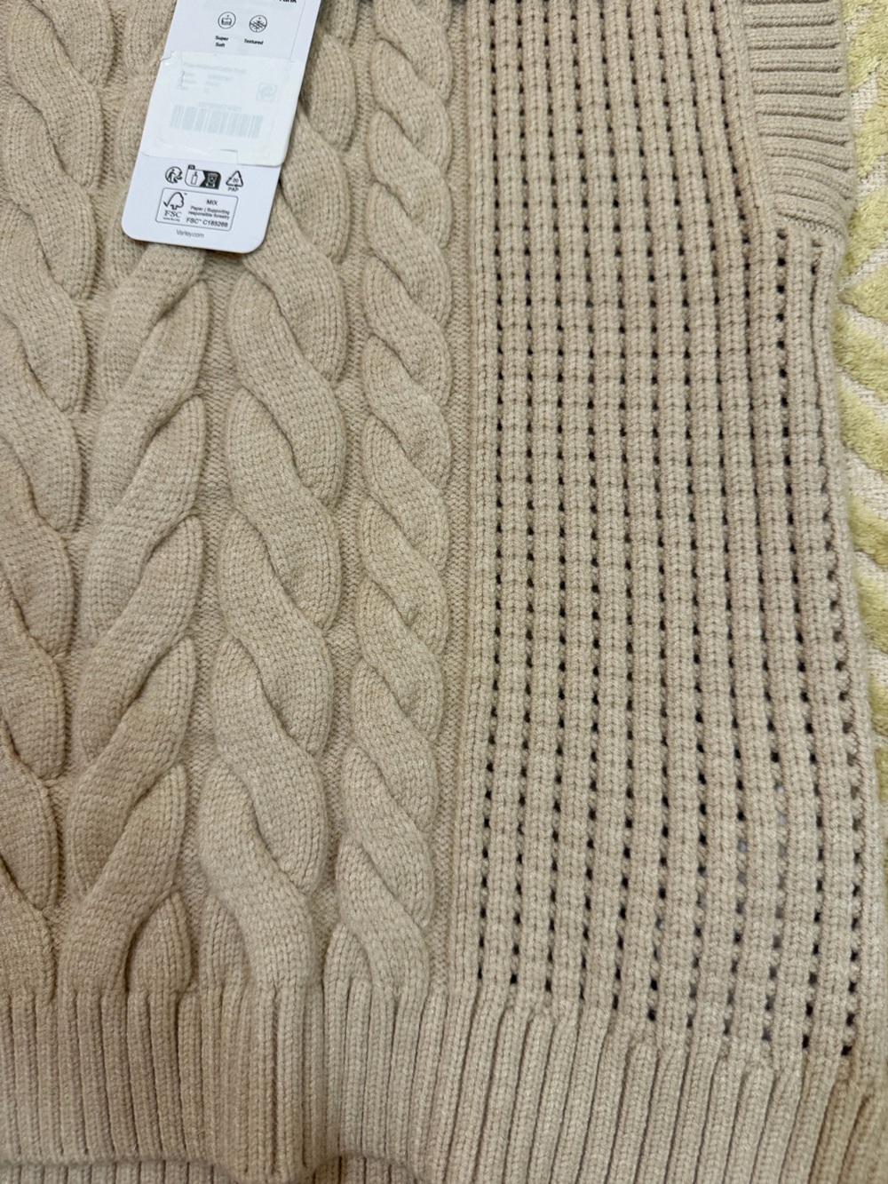 Varley Cable Knit Sleeveless Sweater Vest — Beige - Picture 3 of 3